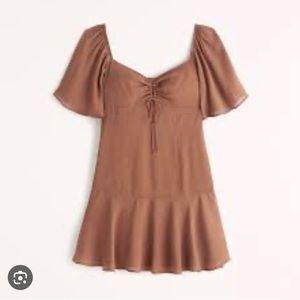 New, without tags. Abercrombie & Fitch Flutter Sleeve Keyhole Mini Dress, brown